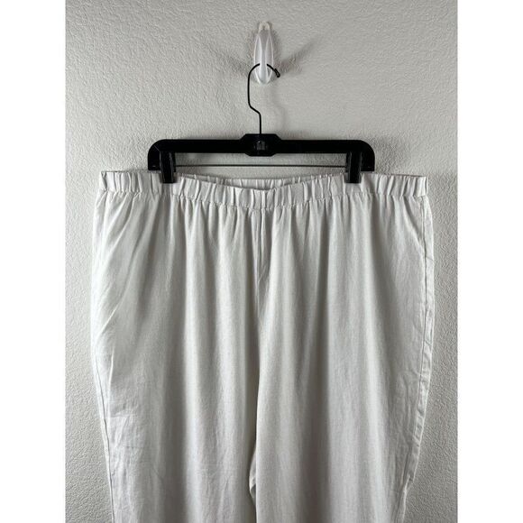 Cynthia Rowley White Linen Blend Tassel Hem Cropped Pull-On Pants Sz 2X Coastal - Picture 4 of 7